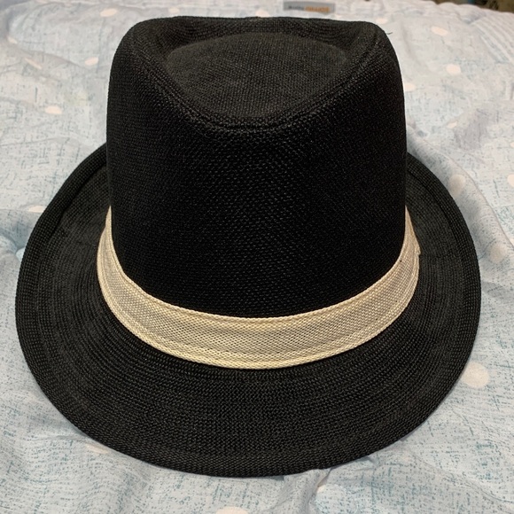 VTG 2b bebe Black Fedora Hat with Cream Band - Picture 3 of 10